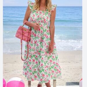 Hill House Floral Nap Dress - Pink and Green